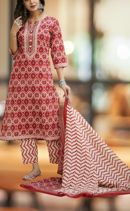 Jaipuri Hand Block Printed And Gotta Lace Work Flair Gown Kurti With P –  azrakhkurtis